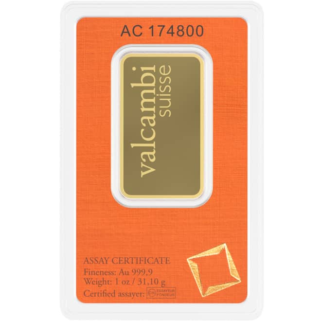 Spate lingou aur 1 oz Valcambi 999.9 Elvetia