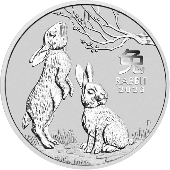 Revers moneda argint Anul Iepurelui (Lunar III Rabbit) Australia 1/2 oz 2023