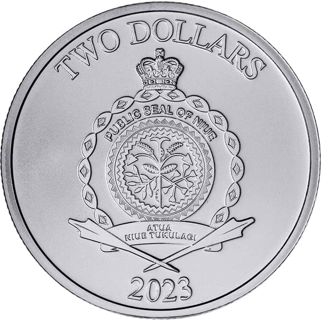 Avers moneda argint 1 oz Copacul Vietii (Tree Of Life) Niue 2023