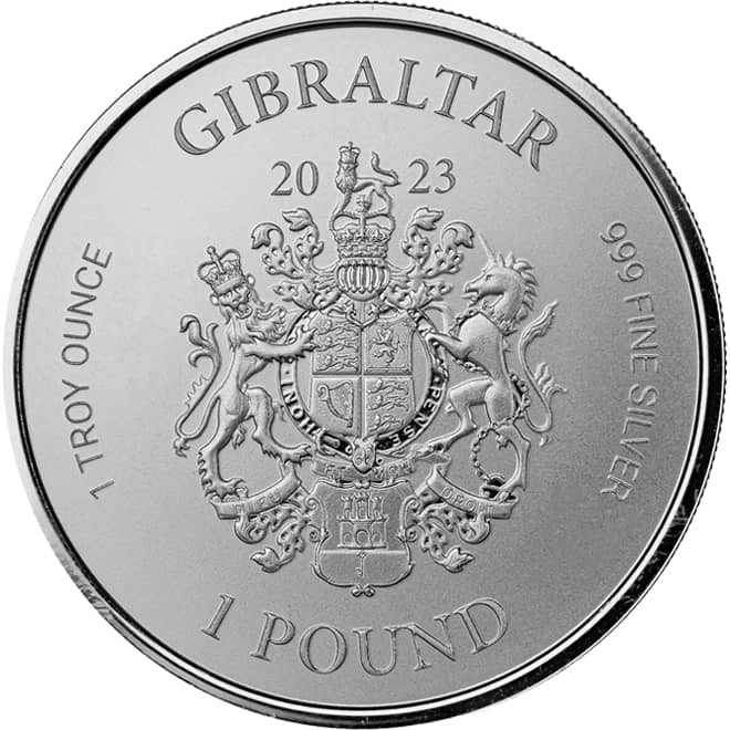 Avers moneda argint Elefant de Razboi (War Elephant) Gibraltar 1 oz 2023