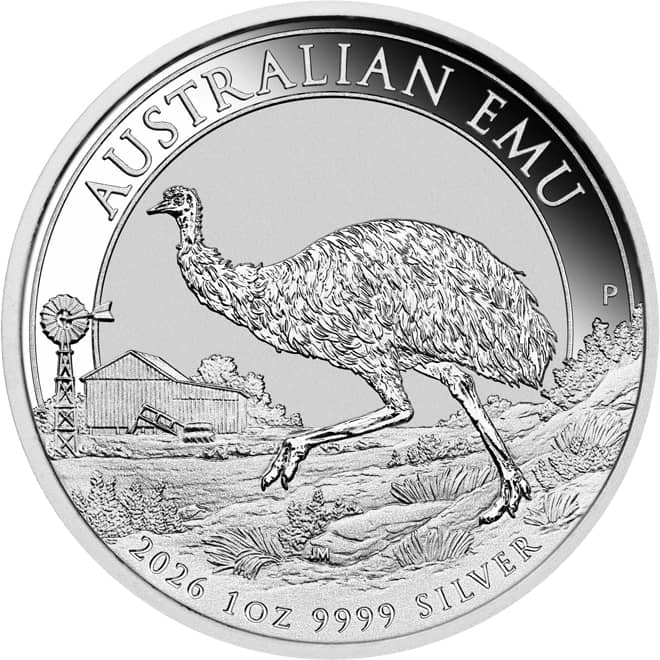 Revers moneda argint Emu Australian 2026 1 oz Australia