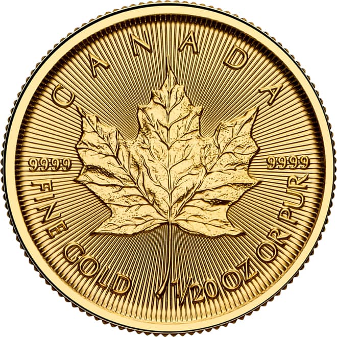 Revers moneda aur Maple Leaf (Frunza de Artar) 1/20 oz Canada 2026