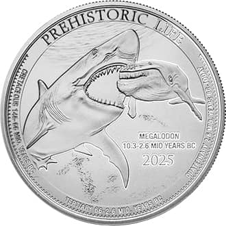 Moneda argint Megalodon 1 oz 2025 RD Congo