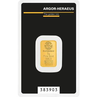 Lingou aur 5 grame Argor-Heraeus 999.9 Elvetia