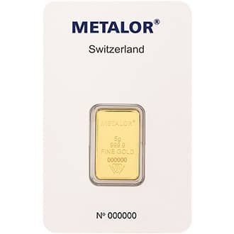 Lingou aur 5 grame Metalor 999.9 Elvetia